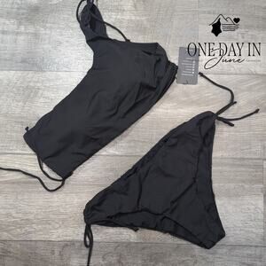 Zuobango One Shoulder Ribbed Tie Side Bikini Swimsuit Size XL